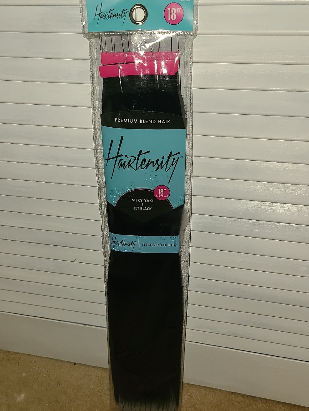 18" Silky Yaki Jet Black Premium Blend Hair Extensions